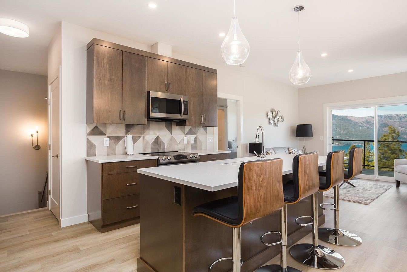 Kitchen with island seating for four