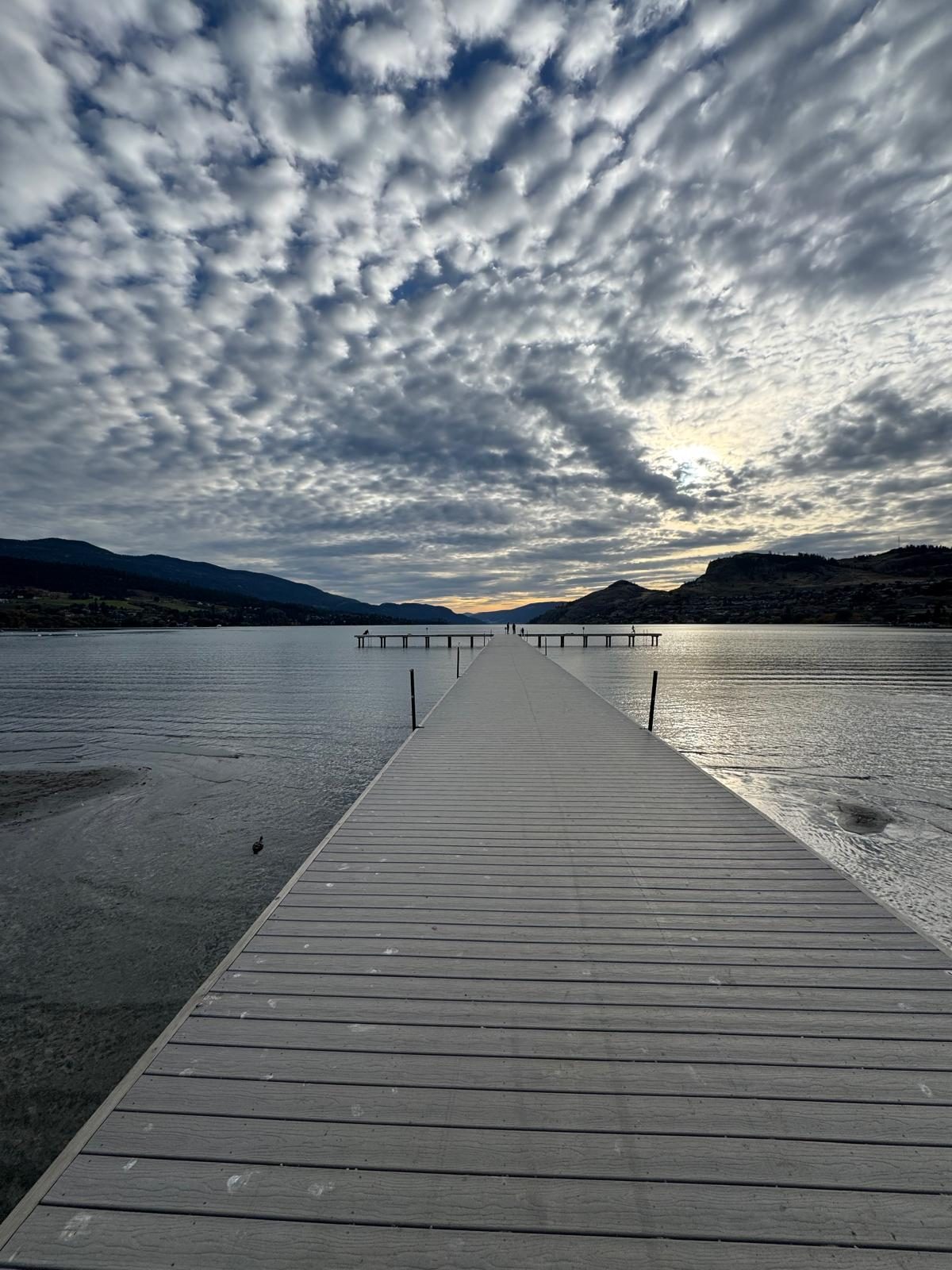 Kalamalka Lake dock under a cloudy sky